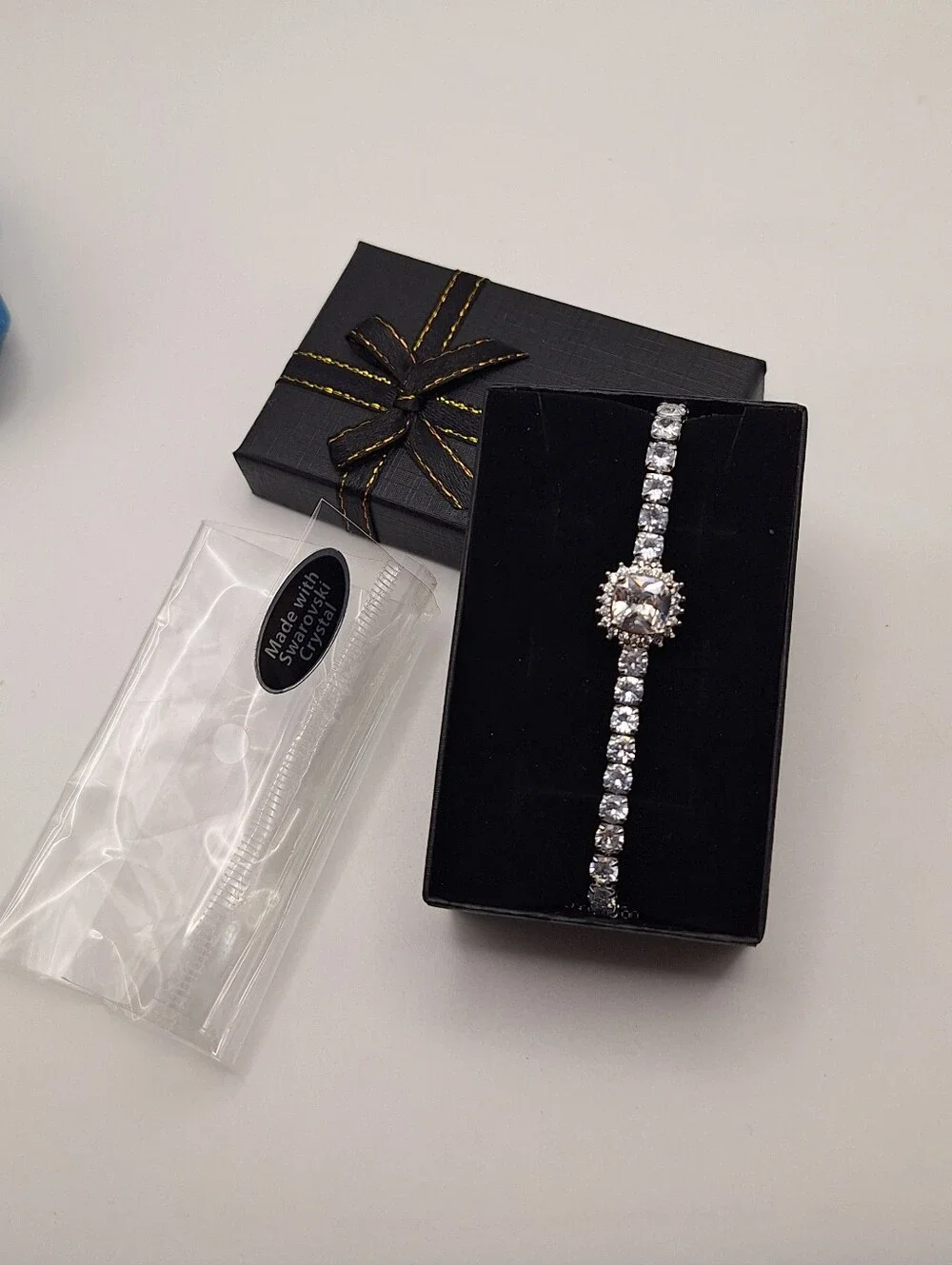 Swarovski NWT Clear Crystal Halo Tennis Bolo Slider Bracelet